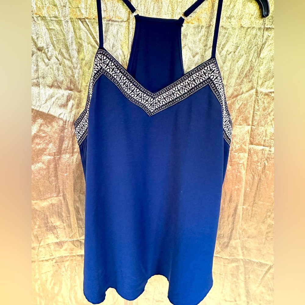 Navy Blue Tank with Detail, Size M